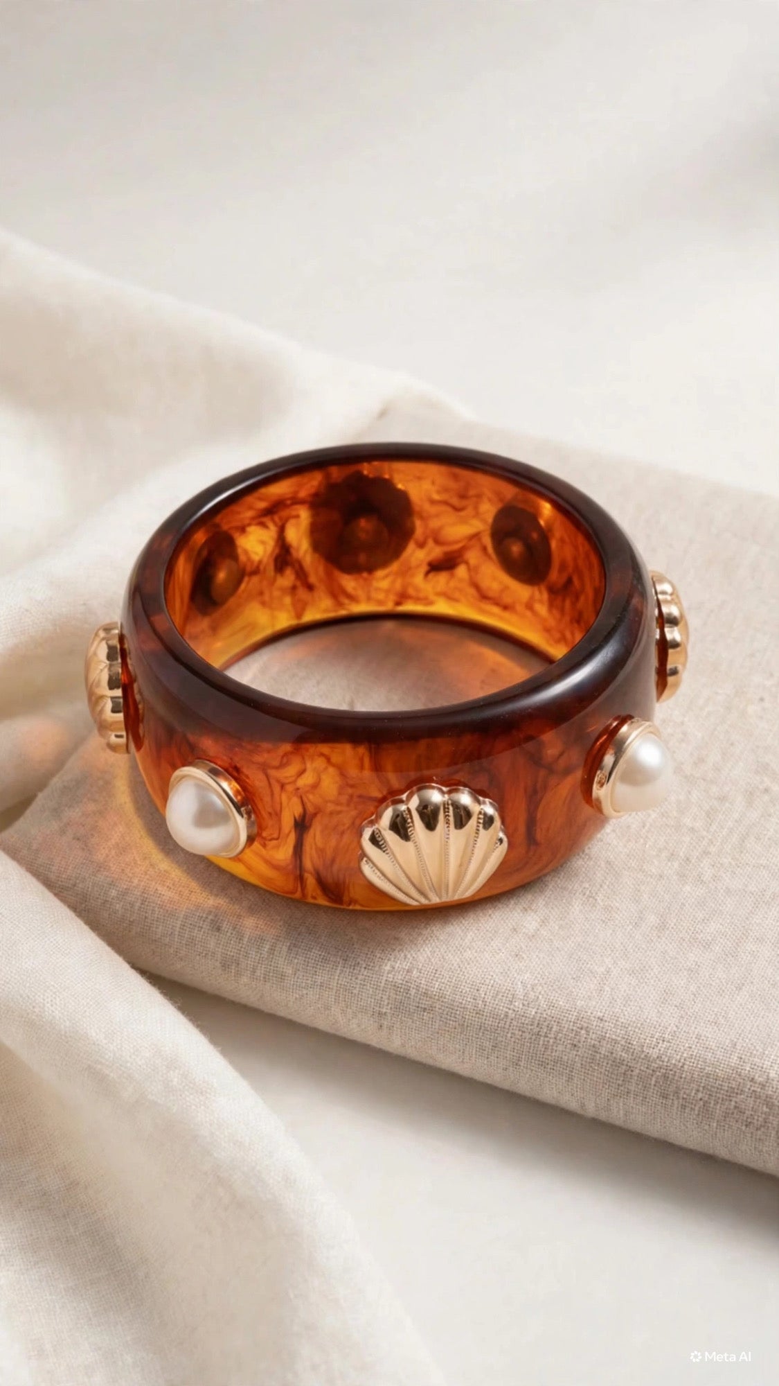 RESIN PEARL SHELL BANGLES 💛 (Brown)